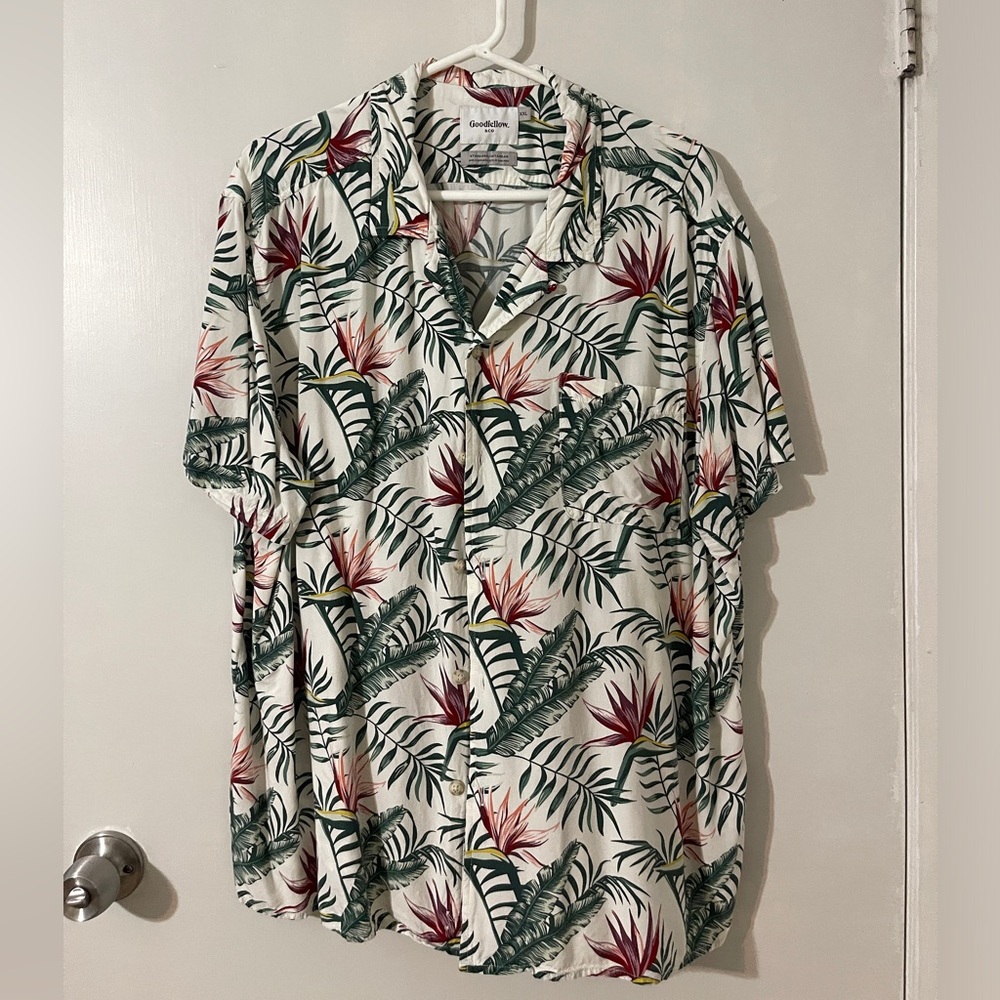 GOODFELLOW & CO MEN’S BUTTON DOWN LEAFS PRINT SIZE XXL